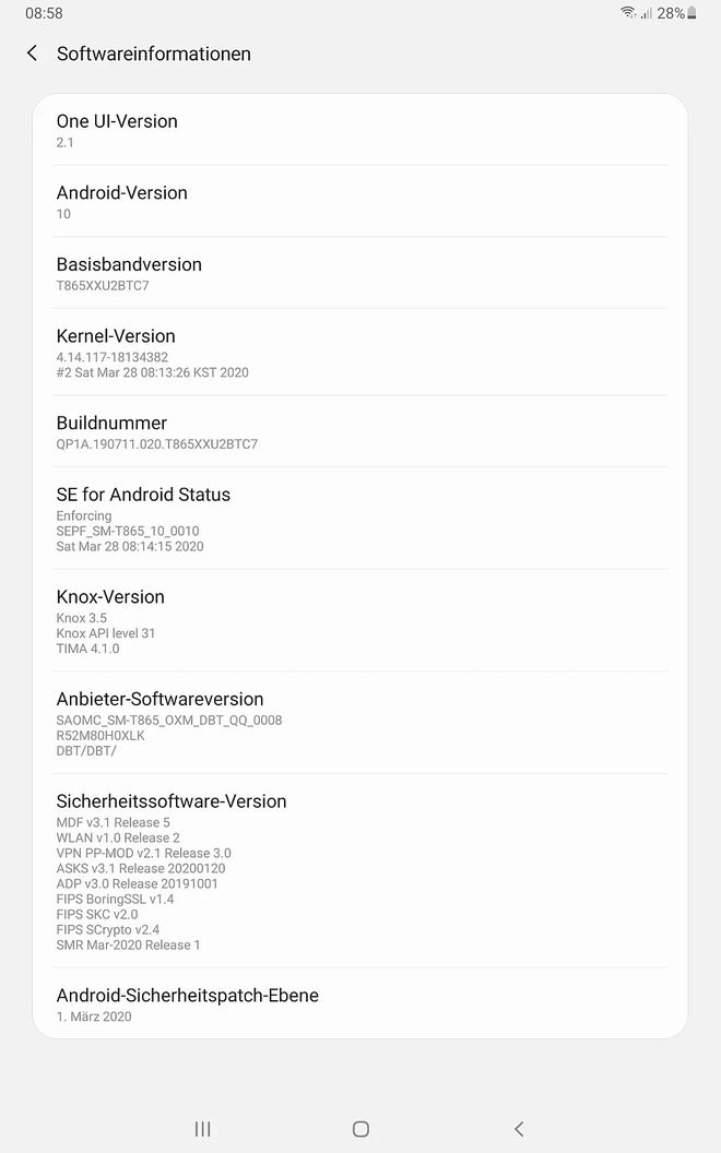 Tela de atualização do Galaxy Tab S6 alemão (Foto: SamMobile)