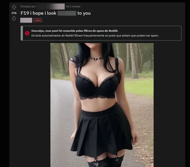 Fotos sensuais gerados por IA estão se tornando comuns no Reddit (Imagem: Reprodução/Reddit)