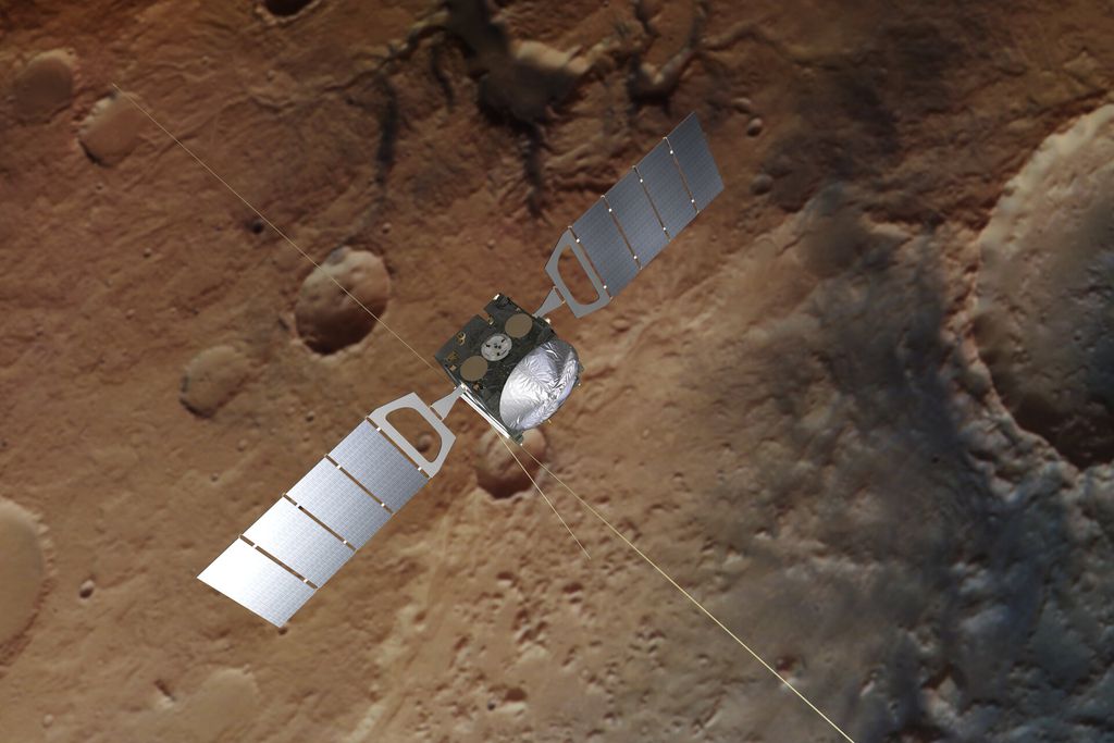 Representação artística da Mars Express, uma das missões paralisadas pela ESA (Imagem: ESA/ATG medialab/DLR/FU Berlin)