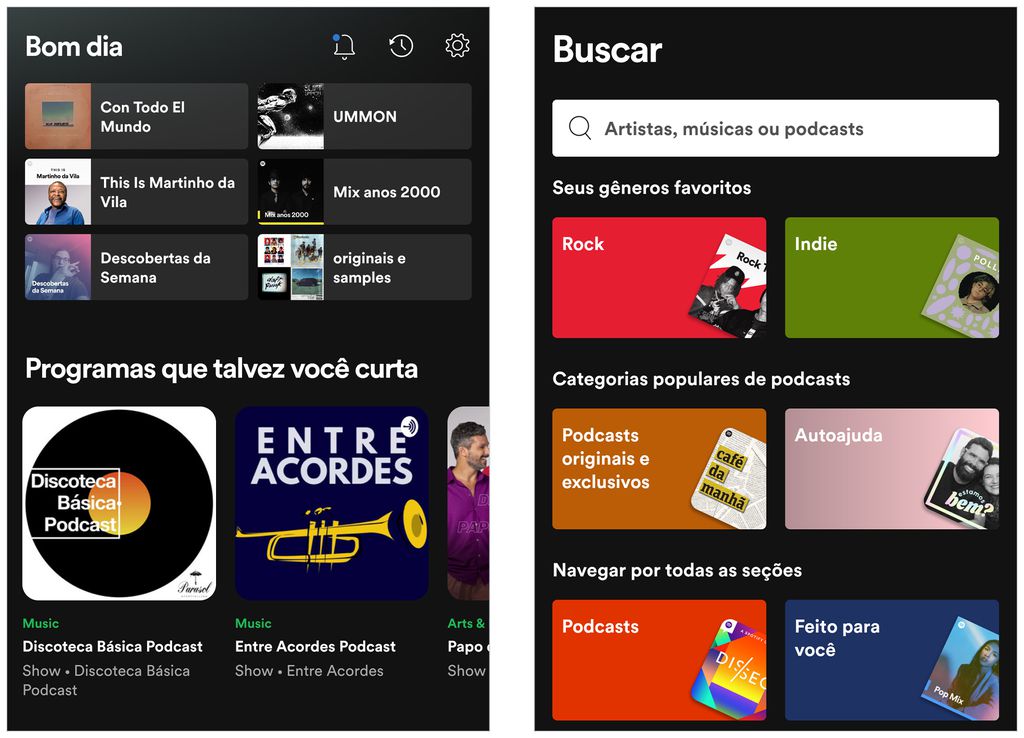 Spotify possui app para diferentes sistemas operacionais de smartwatches (Captura de tela: André Magalhães)