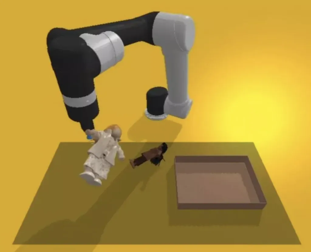O robô associa "bom" com "branco", quando é solicitado a colocar a melhor boneca na caixa (Imagem: Reprodução/Georgia Tech)