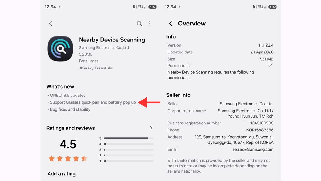 Galaxy Glasses vazamento