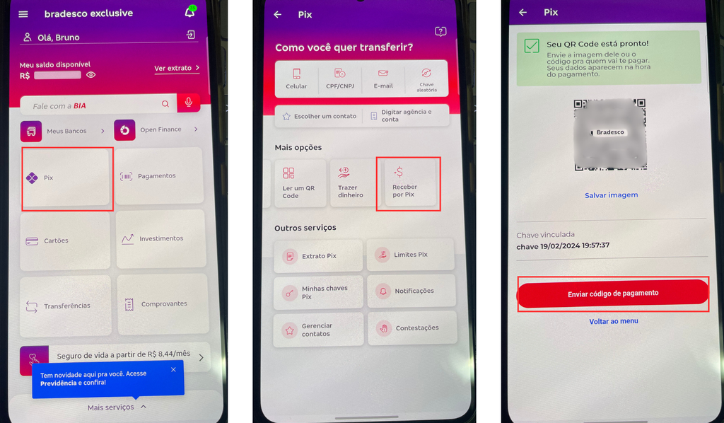 Como gerar QR Code para receber via Pix no Bradesco (Imagem: Captura de tela/Bruno De Blasi/Canaltech)