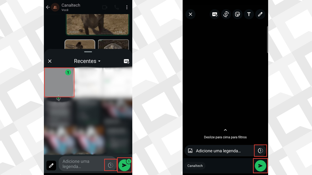 Passos para enviar fotos e vídeos de visualização única no WhatsApp
