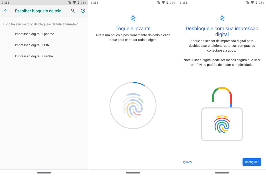 Como colocar senha no celular: Cadastrando sua biometria / Captura de tela: Bruno Salutes