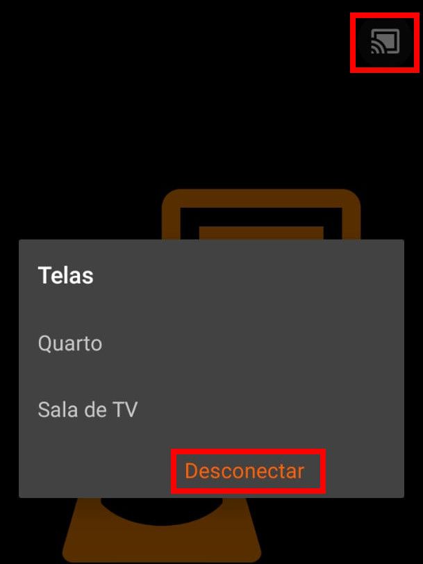 Para encerrar a transmissão, clique no ícone do "Chromecast" e clique em "Desconectar" em seguida (Captura de tela: Matheus Bigogno)