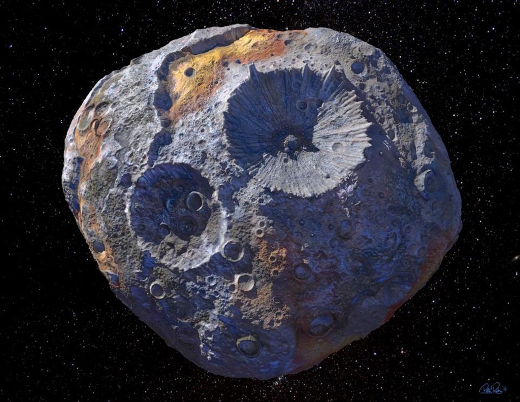 Arte imagina o visual do asteroide Psique (Imagem: NASA)