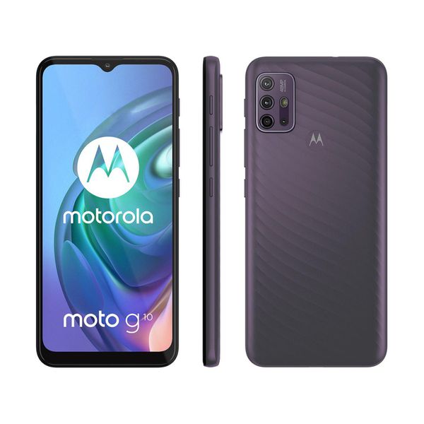 Smartphone Motorola Moto G10 64GB Cinza Aurora - 4G 4GB RAM Tela 6,5” Câm. Quádrupla + Selfie 8MP [APP]
