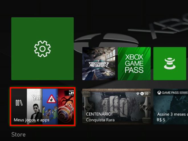 Acesse o item "Meus jogos e apps" na tela inicial do Xbox One (Captura de tela: Matheus Bigogno)