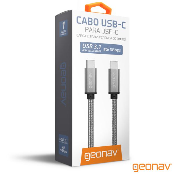 Cabo Adaptador USB-C Macho Cinza Geonav - UCC01