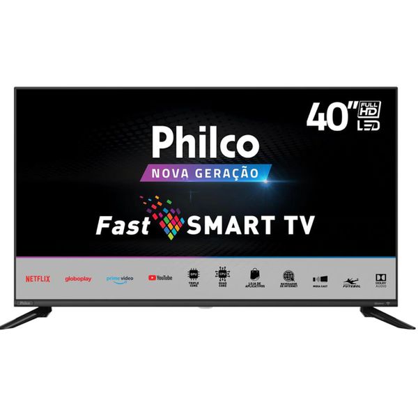 Smart TV LED 40" Full HD Philco PTV40G60SNBL com Processador Quad Core, GPU Triple Core, Dolby Audio, Mídia Cast, Wi-Fi, HDMI e USB [CUPOM]