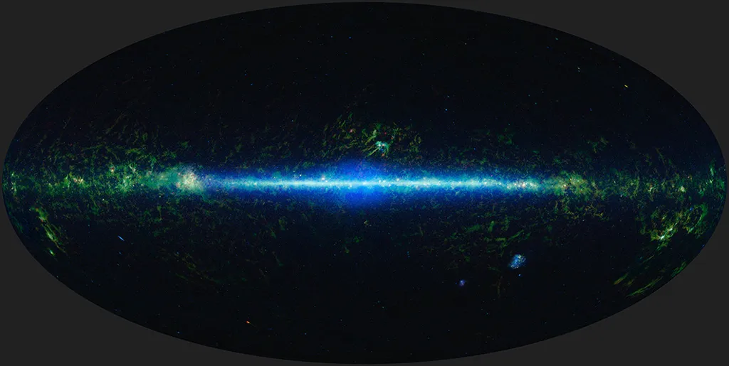 Mosaico de imagens de todo o céu tiradas pelo WISE, durante a publicação de dados de 2012 (Imagem: Reprodução/NASA/JPL-Caltech/UCLA)