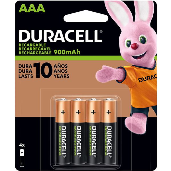 Pilha Recarregável AAA Palito DURACELL com 4 unidades, Duracell, pacote de 4
