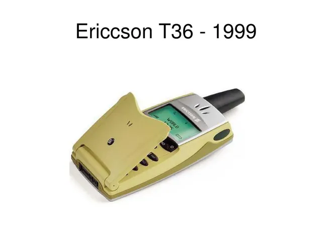 Lançado em 1999, o Ericcson T36 foi o primeiro celular com suporte a Bluetooth (Imagem: Reprodução/SlideServe)