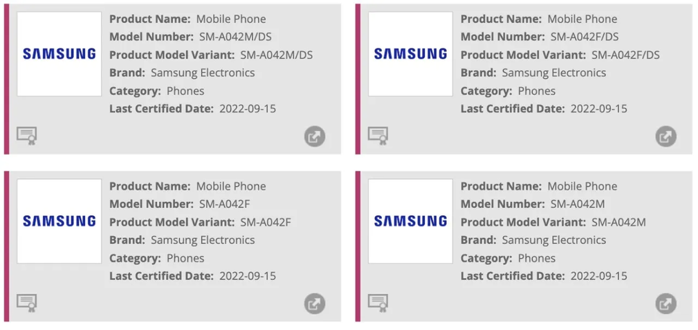 Samsung Galaxy A04 Core certificações Samsung Galaxy A04 Core certificações