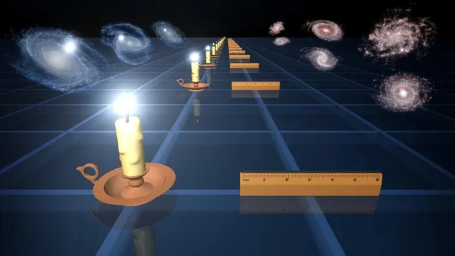 Medições das propriedades como brilho ou tamanho de objetos cósmicos podem servir como "velas" para determinar como o universo se expandiu (Imagem: Reprodução/NASA/JPL-Caltech)