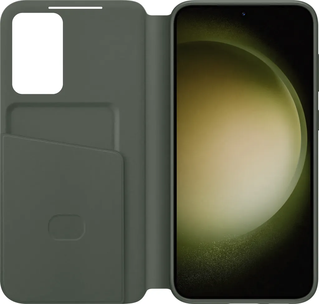 Capa protetora para Galaxy S23 traz abertura Smart View e espaço para cartões (Imagem: WinFuture)