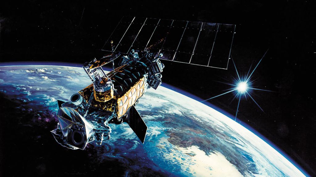 Um satélite para coletar dados terrestres do espaço e da superfície da Terra, sob o Programa de Satélites Meteorológicos de Defesa dos EUA (Imagem: Reprodução/Força Aérea dos EUA)