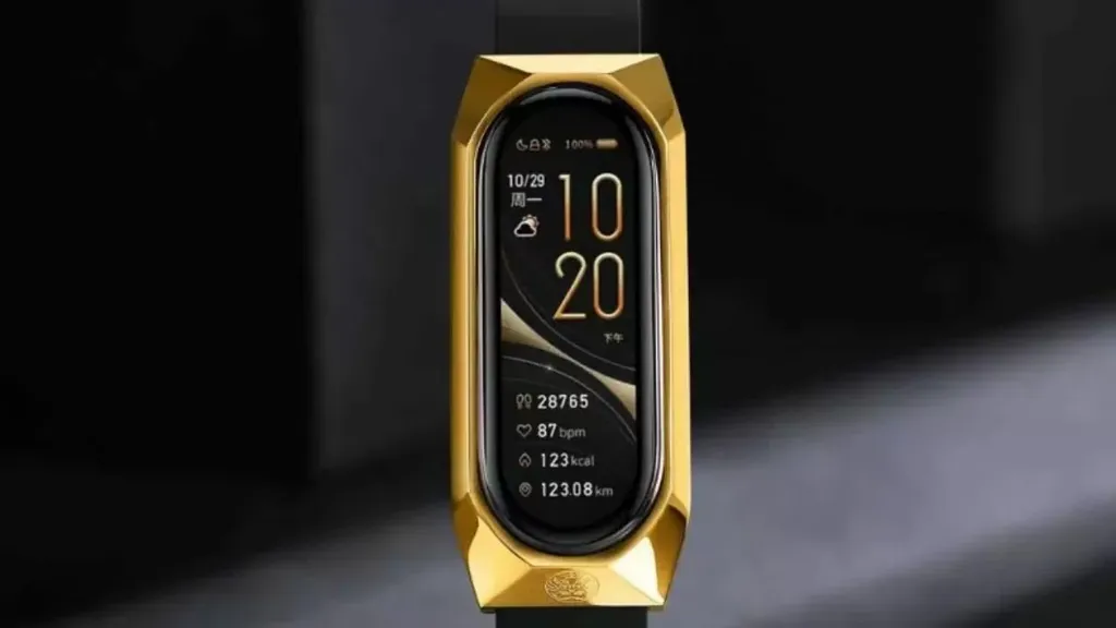 Xiaomi Smart Band com acessórios em ouro pode custar cerca de 8x o preço do modelo original (Imagem: Xiaomi YouPin)