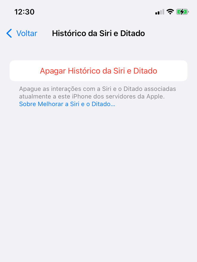 Apague o histórico dos comandos de voz enviados ao iCloud pela Siri - Captura de tela: Thiago Furquim (Canaltech)