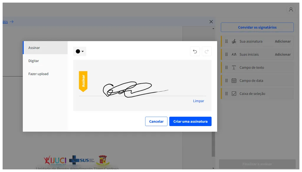 Você pode criar uma assinatura ou inserir uma já existente em um documento PDF (Captura de tela: Canaltech/Felipe Freitas)
