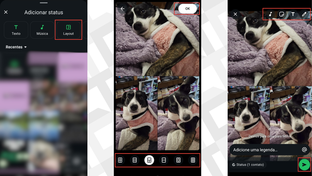 Passos para utilizar layouts nos status do WhatsApp