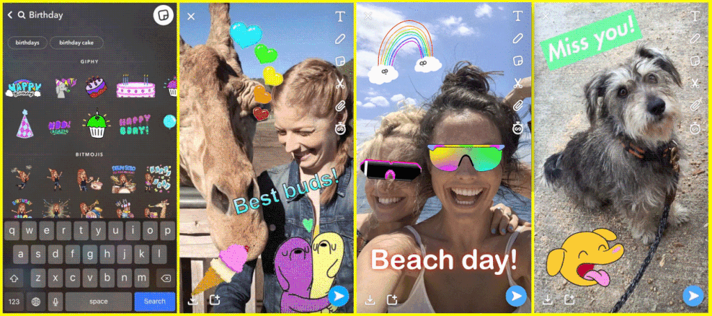 Snapchat recebe novo recurso de envio de figurinhas em GIF (Imagem: Snapchat)