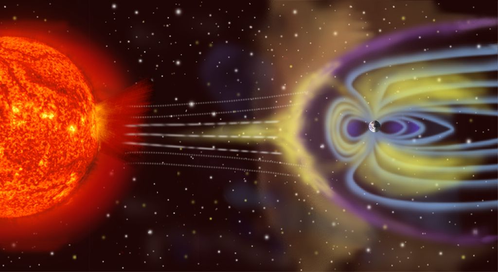 A magnetosfera da Terra protege o planeta dos ventos e erupções solares (Imagem: Reprodução/NASA)
