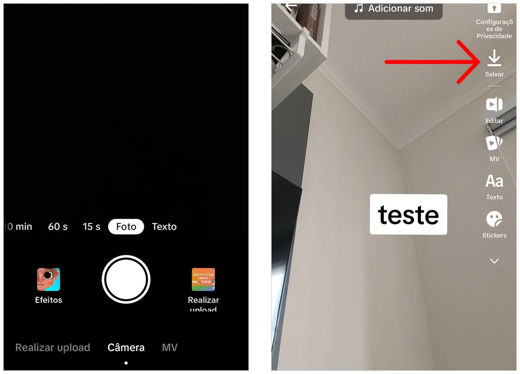 Você pode baixar vídeos sem marca d'água antes de publicá-los no TikTok (Imagem: Captura de tela/André Magalhães/Canaltech)