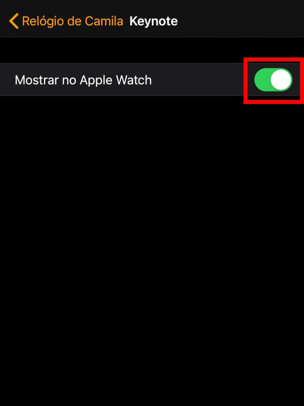 Desabilite a função "Mostrar no Apple Watch" e o app será removido (Captura de tela: Camila Rinaldi)