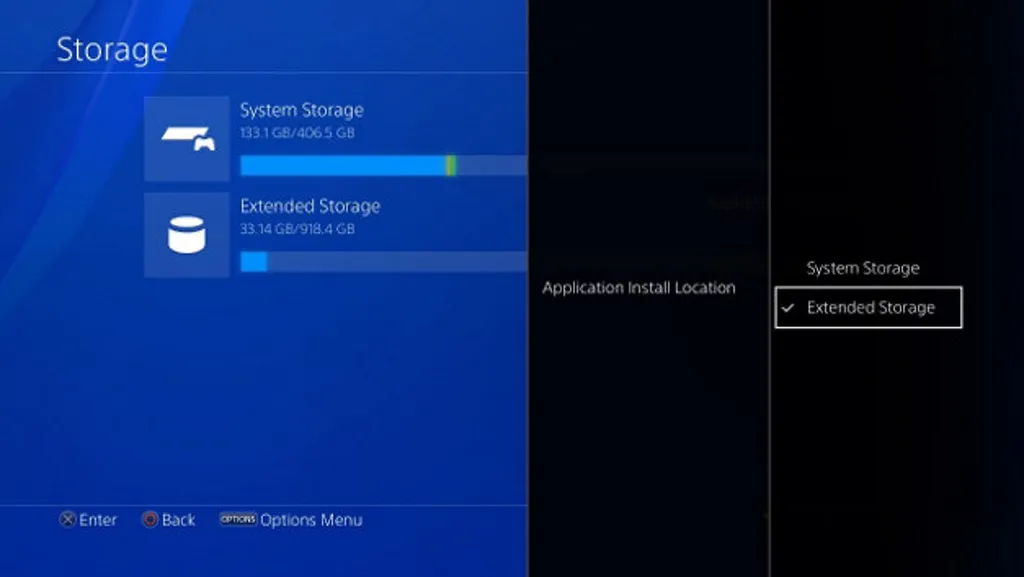 Você pode movimentar jogos e apps do PS4 entre os tipos de armazenamento do console. (Imagem: Reprodução/PlayStation)