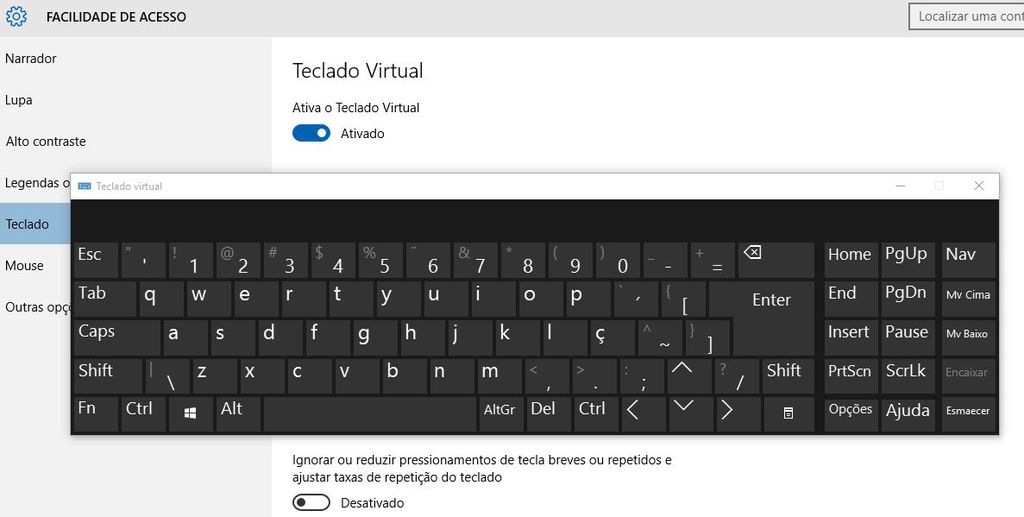 Teclado Virtual Windows 10