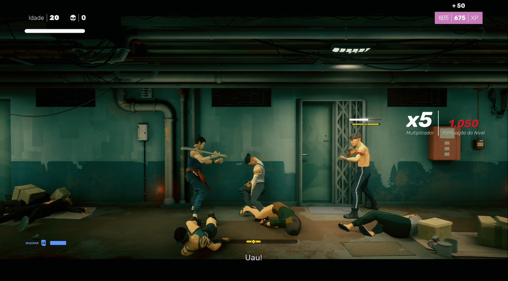 Na primeira fase, quando o jogador entra em um corredor repleto de inimigos, câmera assume a posição horizontal (Captura de tela: Felipe Goldenboy/Canaltech)