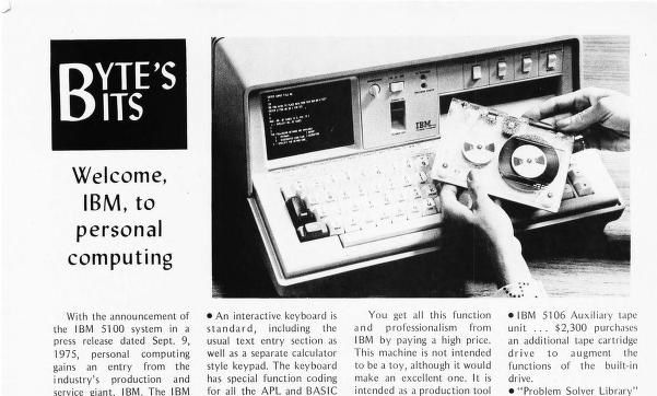 Matéria da revista Byte trata da entrada da IBM no mercado de computadores portáteis. (Imagem: reprodução/Byte)
