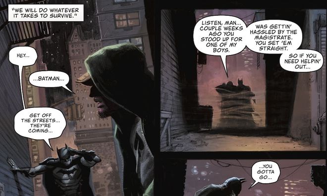 Batman é ajudado por civis em I Am Batman nº 5 (Imagem: Reprodução/DC)