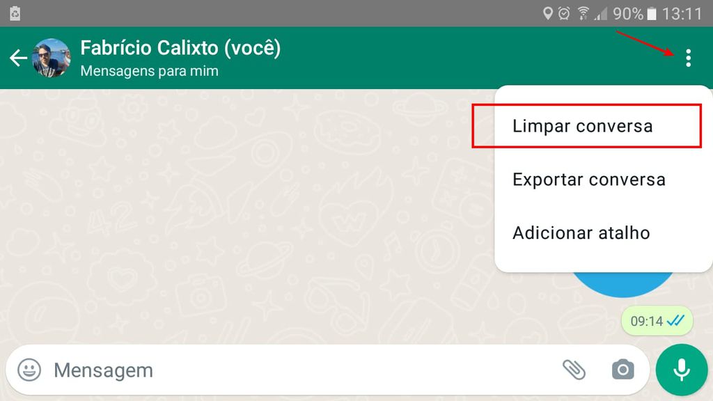 É possível limpar conversas no WhatsApp para Android em poucos toques (Imagem: Captura de tela/Fabrício Calixto/Canaltech)