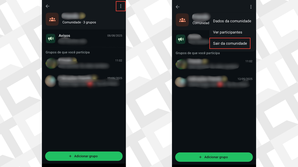 Passos para sair de comunidades do WhatsApp no Android