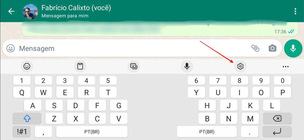É possível pegar um atalho para as configurações de um celular com Samsung diretamente no teclado (Imagem: Captura de tela/Fabrício Calixto/Canaltech)