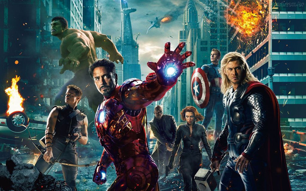 Os Vingadores na primeira grande reunião de personagens promovida pela Marvel (Imagem: Reprodução/Marvel)