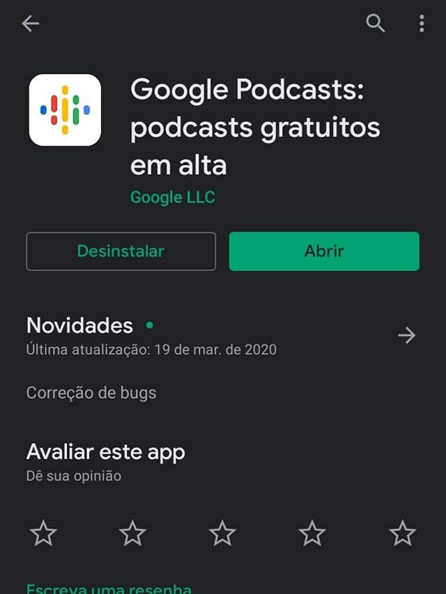 O Google Podcasts é gratuito (Captura de tela: Ariane Velasco)