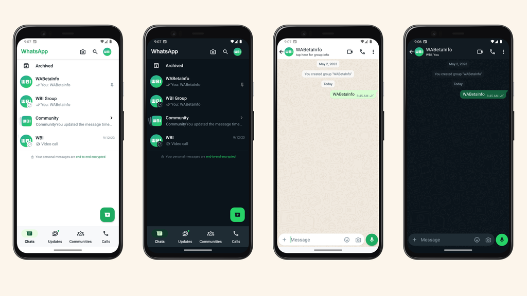Menus, cores e ícones estão diferentes no Beta do WhatsApp para Android (Imagem: Reprodução/WABetaInfo)