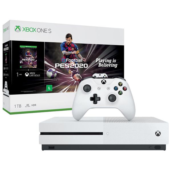 Console Microsoft Xbox One S 1TB Branco + PES 2020 - [CUPOM DE DESCONTO]