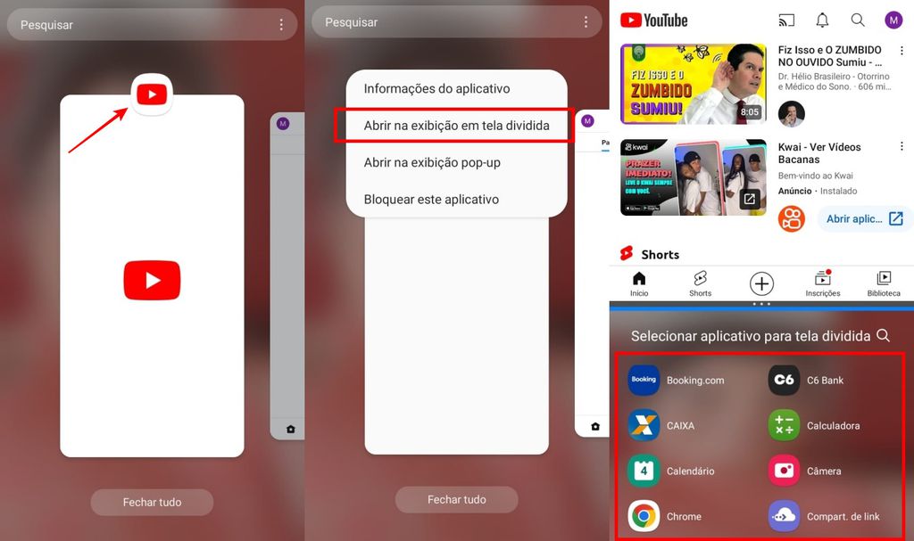 Você pode dividir a tela do Android de forma nativa em apenas alguns toques (Imagem: Captura de tela/Fabrício Calixto/Canaltech)
