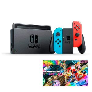 Console Nintendo Switch com Neon Blue e Neon Red JOY-CON HAC-001 e Mario Kart 8 Deluxe