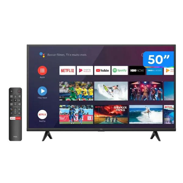 Smart TV UHD 4K LED 50” TCL 50P615 Android - Wi-Fi Bluetooth HDR 3 HDMI 2 USB [APP + CUPOM]
