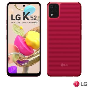 Smartphone LG K52 Vermelho com Tela de 6,59", 4G, 64GB e Câmera Quádrupla de 13MP+5MP+2MP+2MP - LMK420BMW