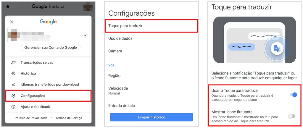 Habilite o recurso de botão flutuante para usar o Google Tradutor no WhatsApp (Captura de tela: Caio Carvalho)