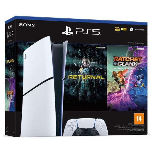 Console Sony PlayStation 5 PS5 Digital Slim 1TB + Jogos: Returnal e Ratchet & Clank | ATIVE O CUPOM + LEIA A DESCRIÇÃO