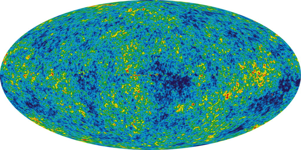 Representação da radiação cósmica de fundo, com diferentes temperaturas (Imagem: Reprodução/NASA/ WMAP Science Team)