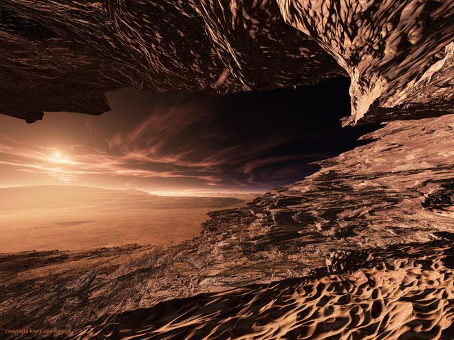 Arte imagina caverna em Marte (Imagem: Space 4 Case)